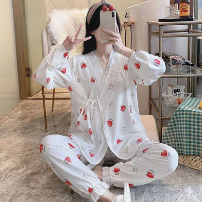 Confinement Clothing Pregnant Women Pajamas, Breastfeeding Mothers Thin Section Nursing Home